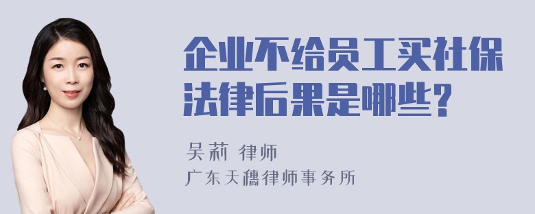 企业不给员工买社保法律后果是哪些?