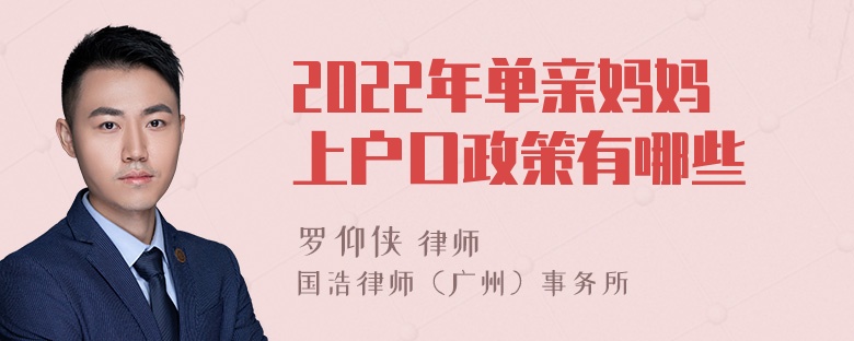 2022年单亲妈妈上户口政策有哪些