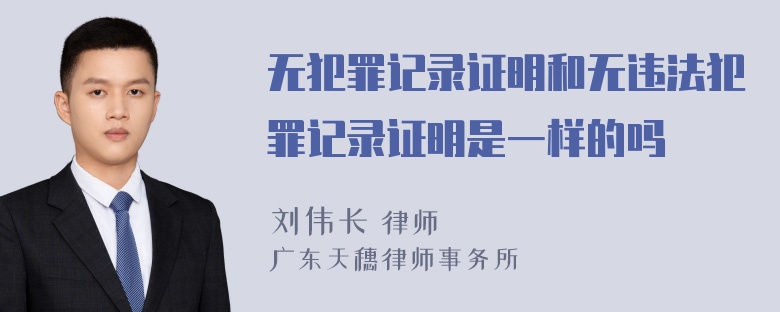 无犯罪记录证明和无违法犯罪记录证明是一样的吗