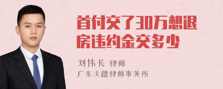 首付交了30万想退房违约金交多少