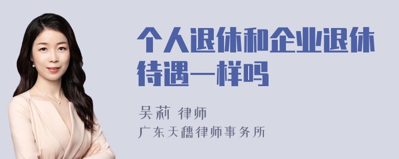 个人退休和企业退休待遇一样吗