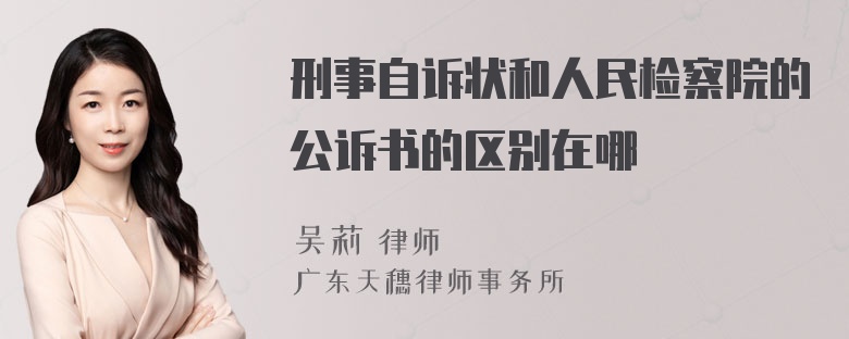 刑事自诉状和人民检察院的公诉书的区别在哪