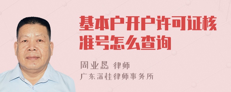 基本户开户许可证核准号怎么查询