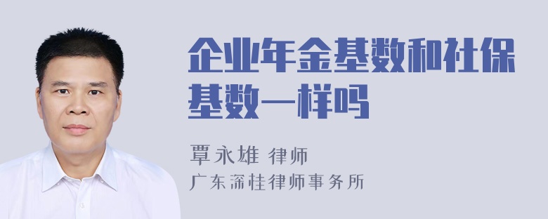 企业年金基数和社保基数一样吗