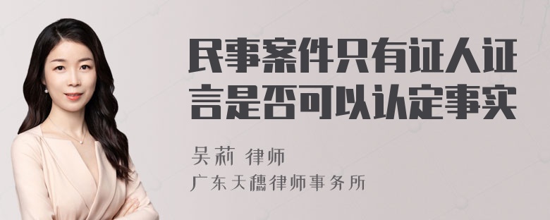 民事案件只有证人证言是否可以认定事实