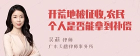 开荒地被征收,农民个人是否能拿到补偿