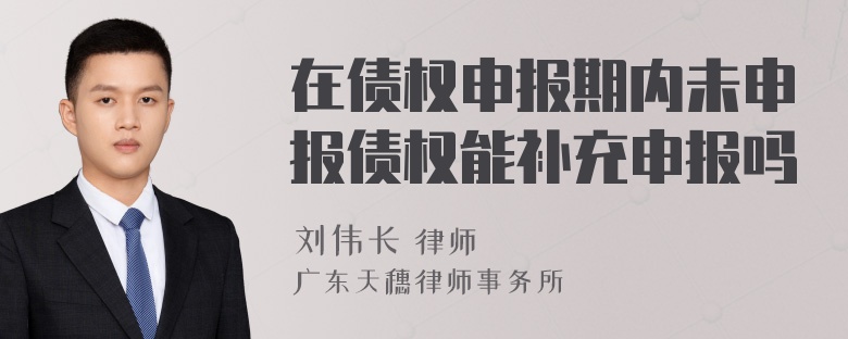 在债权申报期内未申报债权能补充申报吗