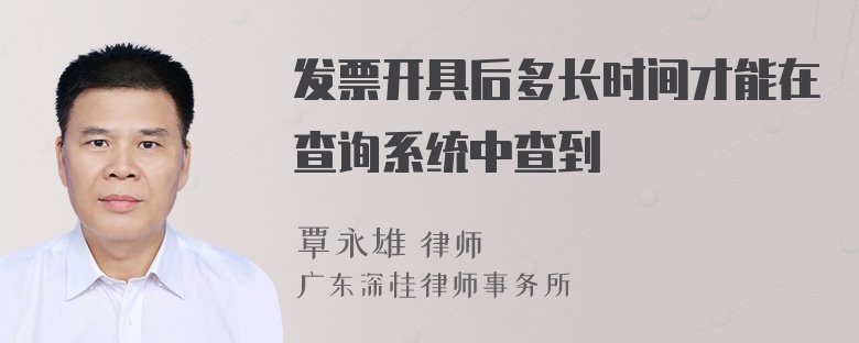 发票开具后多长时间才能在查询系统中查到