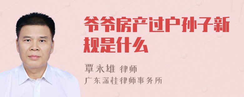 爷爷房产过户孙子新规是什么