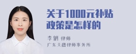 关于1000元补贴政策是怎样的