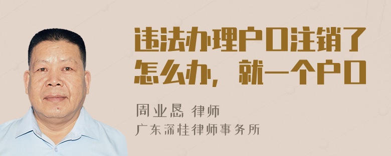 违法办理户口注销了怎么办，就一个户口