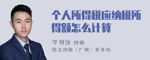 个人所得税应纳税所得额怎么计算