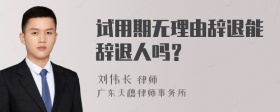 试用期无理由辞退能辞退人吗？