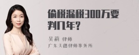 偷税漏税300万要判几年?