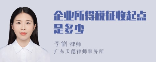 企业所得税征收起点是多少