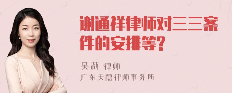 谢通祥律师对三三案件的安排等?