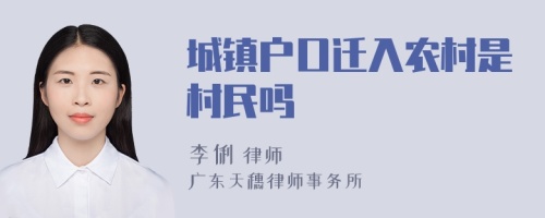 城镇户口迁入农村是村民吗