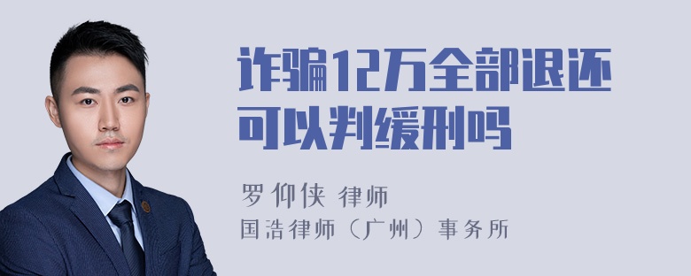 诈骗12万全部退还可以判缓刑吗