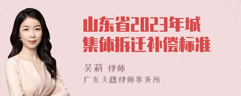 山东省2023年城集体拆迁补偿标准