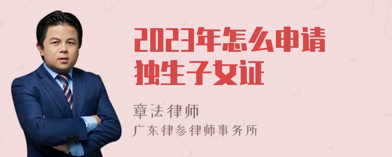 2023年怎么申请独生子女证