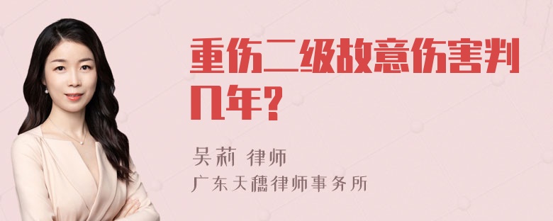 重伤二级故意伤害判几年?