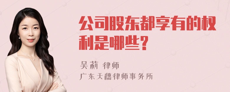 公司股东都享有的权利是哪些?