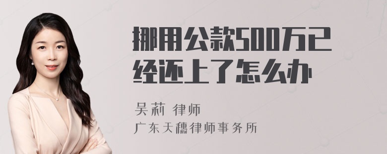 挪用公款500万已经还上了怎么办