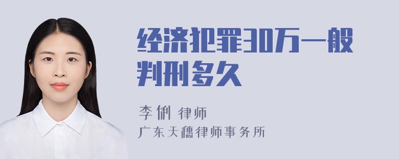 经济犯罪30万一般判刑多久