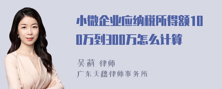 小微企业应纳税所得额100万到300万怎么计算