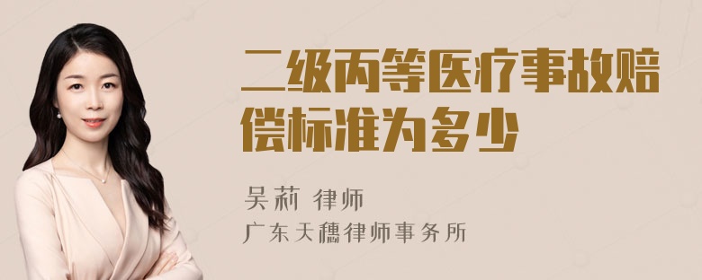 二级丙等医疗事故赔偿标准为多少