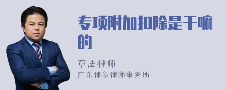 专项附加扣除是干嘛的
