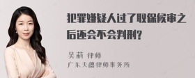 犯罪嫌疑人过了取保候审之后还会不会判刑?