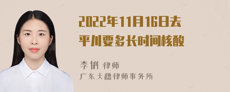 2022年11月16日去平川要多长时间核酸