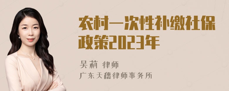 农村一次性补缴社保政策2023年