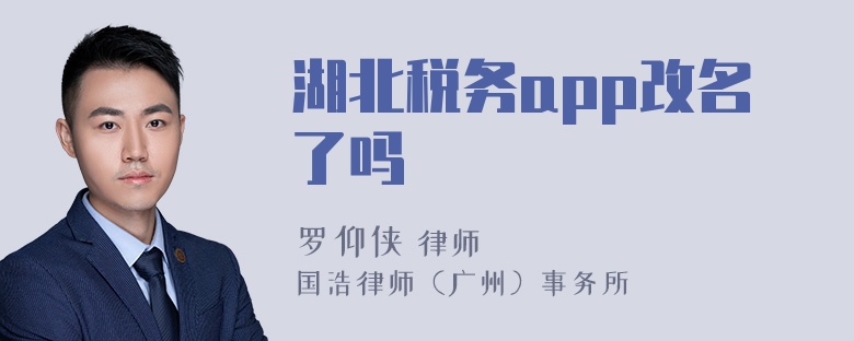 湖北税务app改名了吗