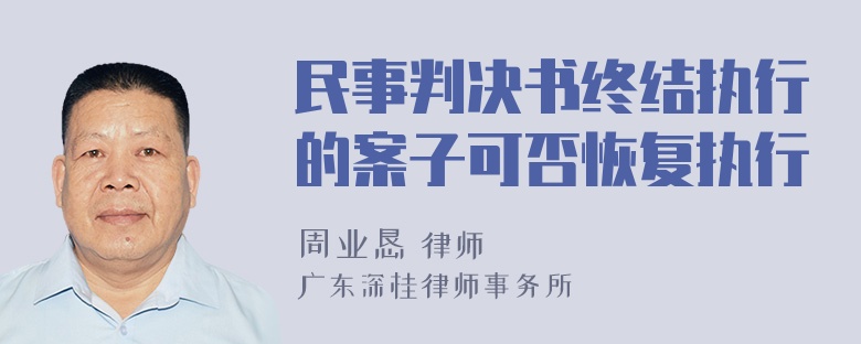 民事判决书终结执行的案子可否恢复执行