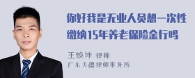 你好我是无业人员想一次性缴纳15年养老保险金行吗