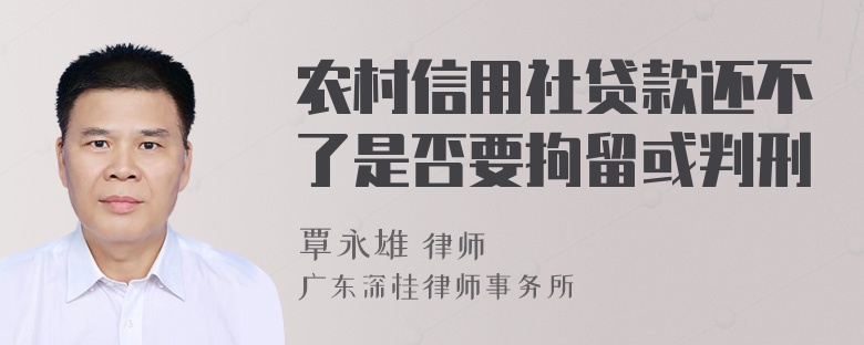 农村信用社贷款还不了是否要拘留或判刑