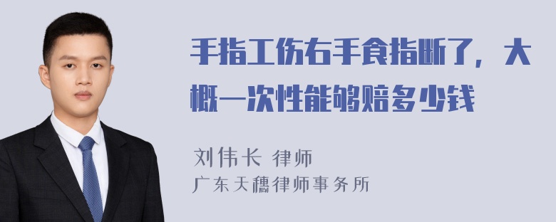 手指工伤右手食指断了，大概一次性能够赔多少钱