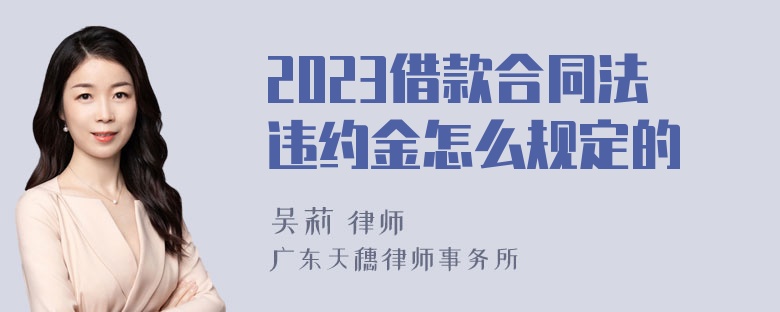 2023借款合同法违约金怎么规定的