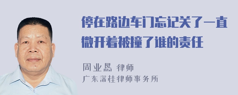 停在路边车门忘记关了一直微开着被撞了谁的责任