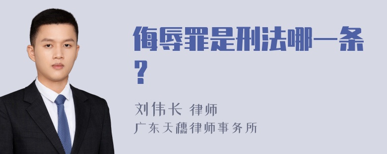 侮辱罪是刑法哪一条？