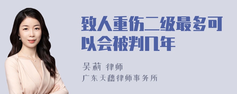 致人重伤二级最多可以会被判几年