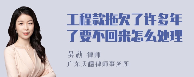 工程款拖欠了许多年了要不回来怎么处理