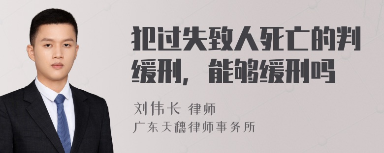 犯过失致人死亡的判缓刑，能够缓刑吗