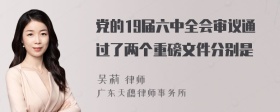 党的19届六中全会审议通过了两个重磅文件分别是