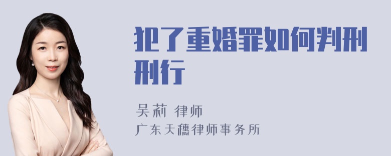 犯了重婚罪如何判刑刑行