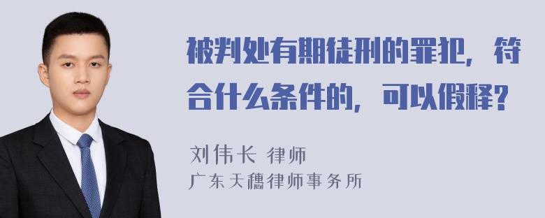 被判处有期徒刑的罪犯，符合什么条件的，可以假释?