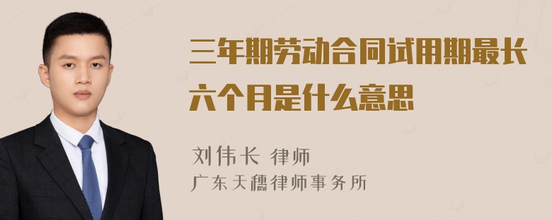 三年期劳动合同试用期最长六个月是什么意思