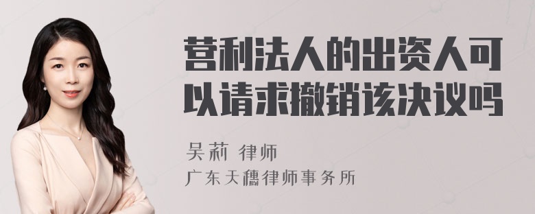 营利法人的出资人可以请求撤销该决议吗